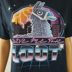 Fortnite Llama Give Me The Loot Graphic T Shirt Glow in the Dark 14/16